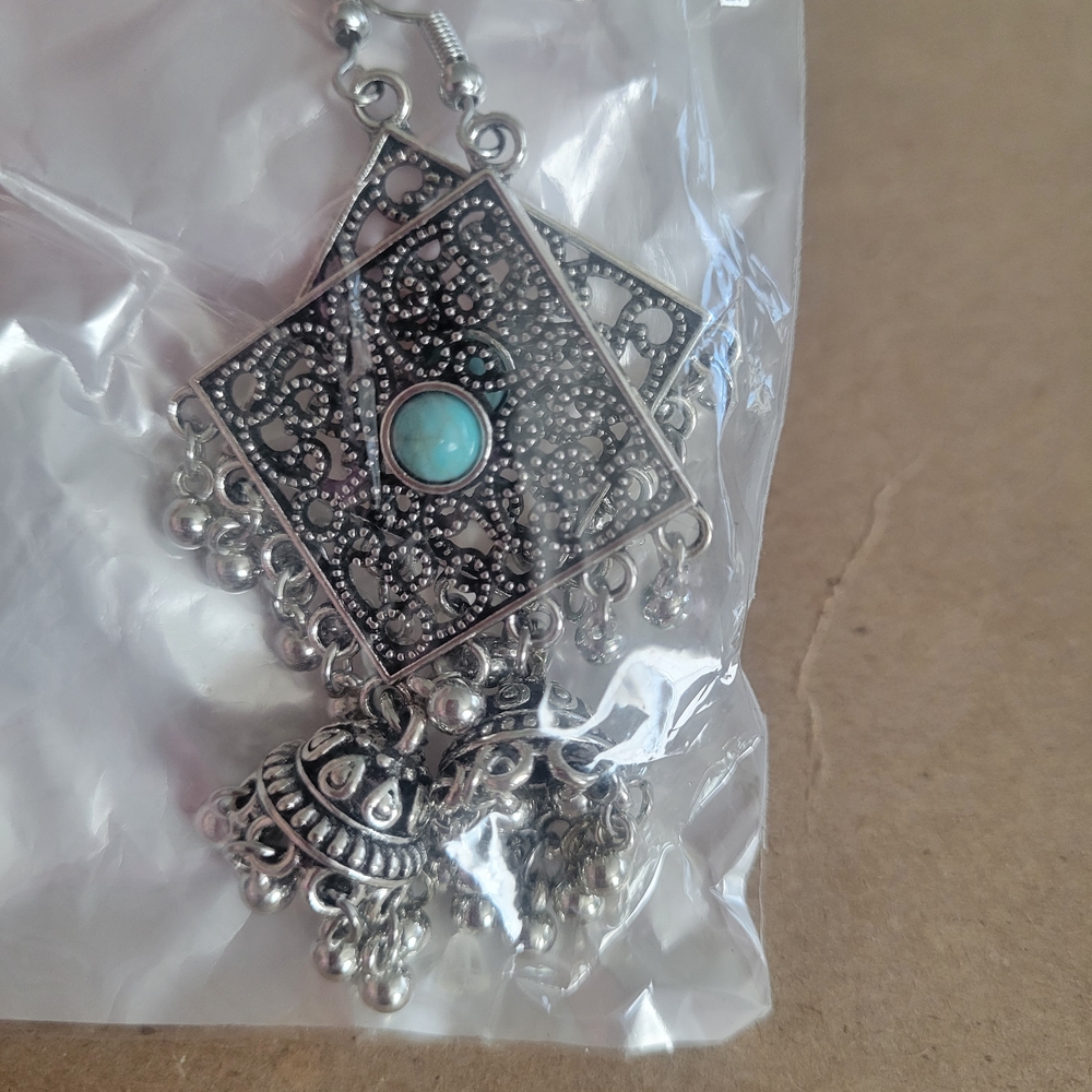 Elegant Silver and Turquoise Dangle Earrings